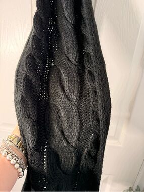 Michael Kors Black Cable Knit Scarf NWT